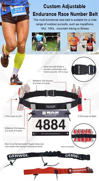 Custom Adjustable Endurance Race Number Belt for Outdoor Enthusiasts