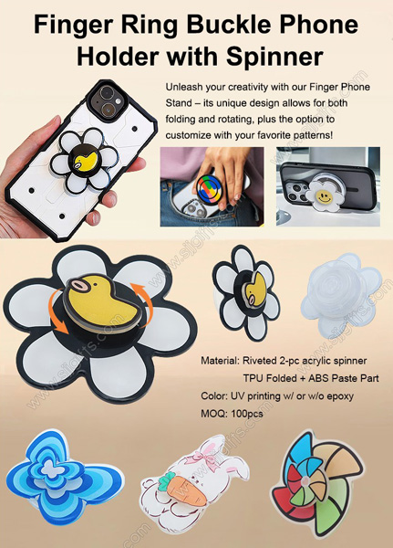 Custom Finger Ring Buckle Phone Holder with Spinner
