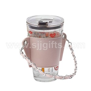 Custom Leather Cup Carrier with Handle