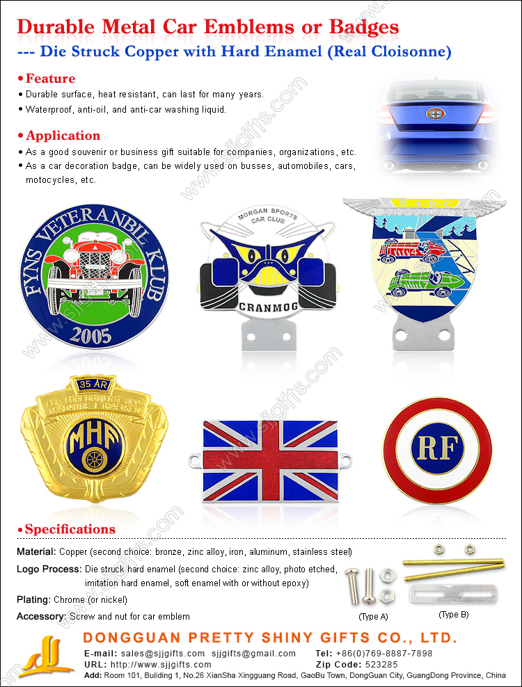 Metal Car Emblems or Badges