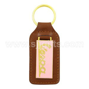 Leather Key Fobs with Metal Emblems