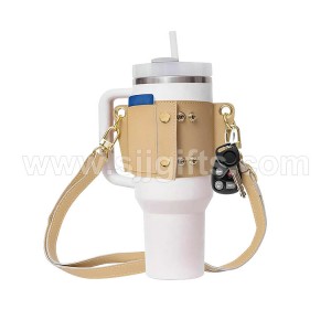 Custom Leather Cup Carrier with Handle