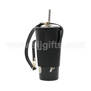 Custom Leather Cup Carrier with Handle