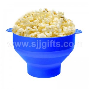 Collapsible Silicone Microwave Safe Popcorn Bowl With Lid