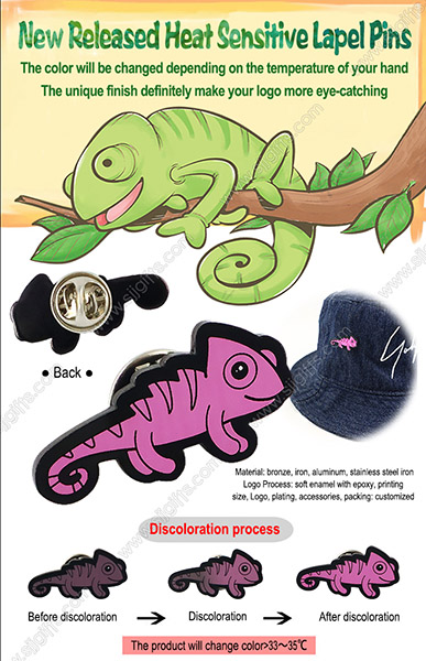 Heat Sensitive Lapel Pins, Color Changing Pins